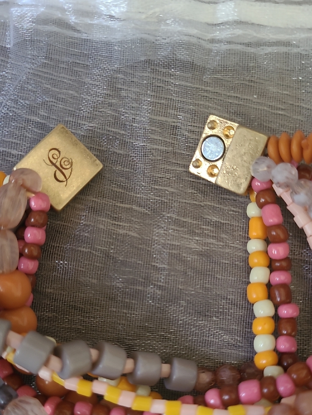 Plunder Design Melay  Multistrand Beaded Bracelet - Pink & Peach Mix - Picture 3 of 4